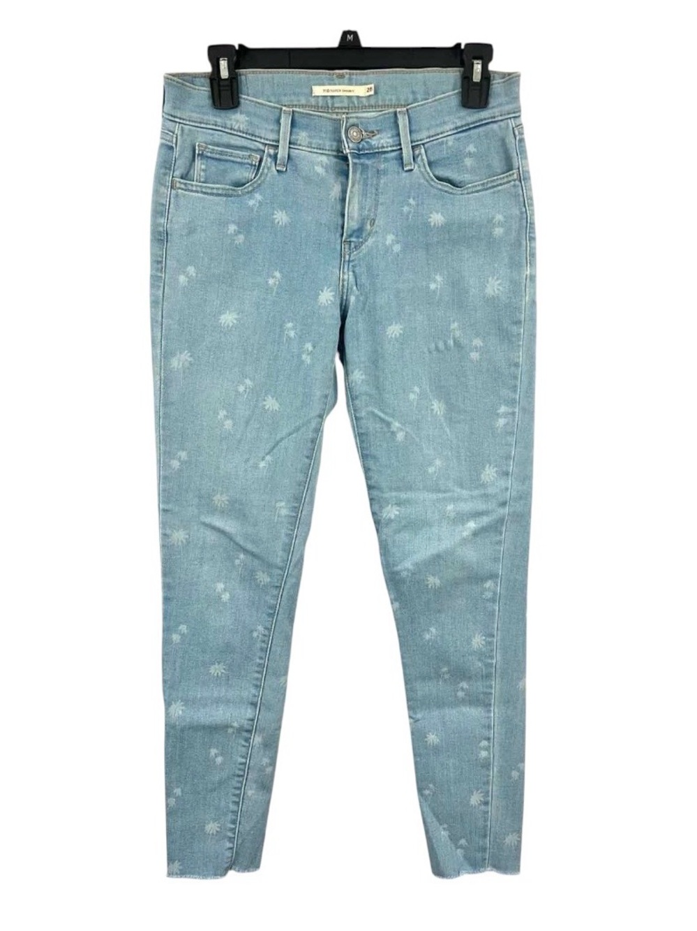 Levi’s 710 Super Skinny Light Wash Palm Print Ankle Jeans 28
